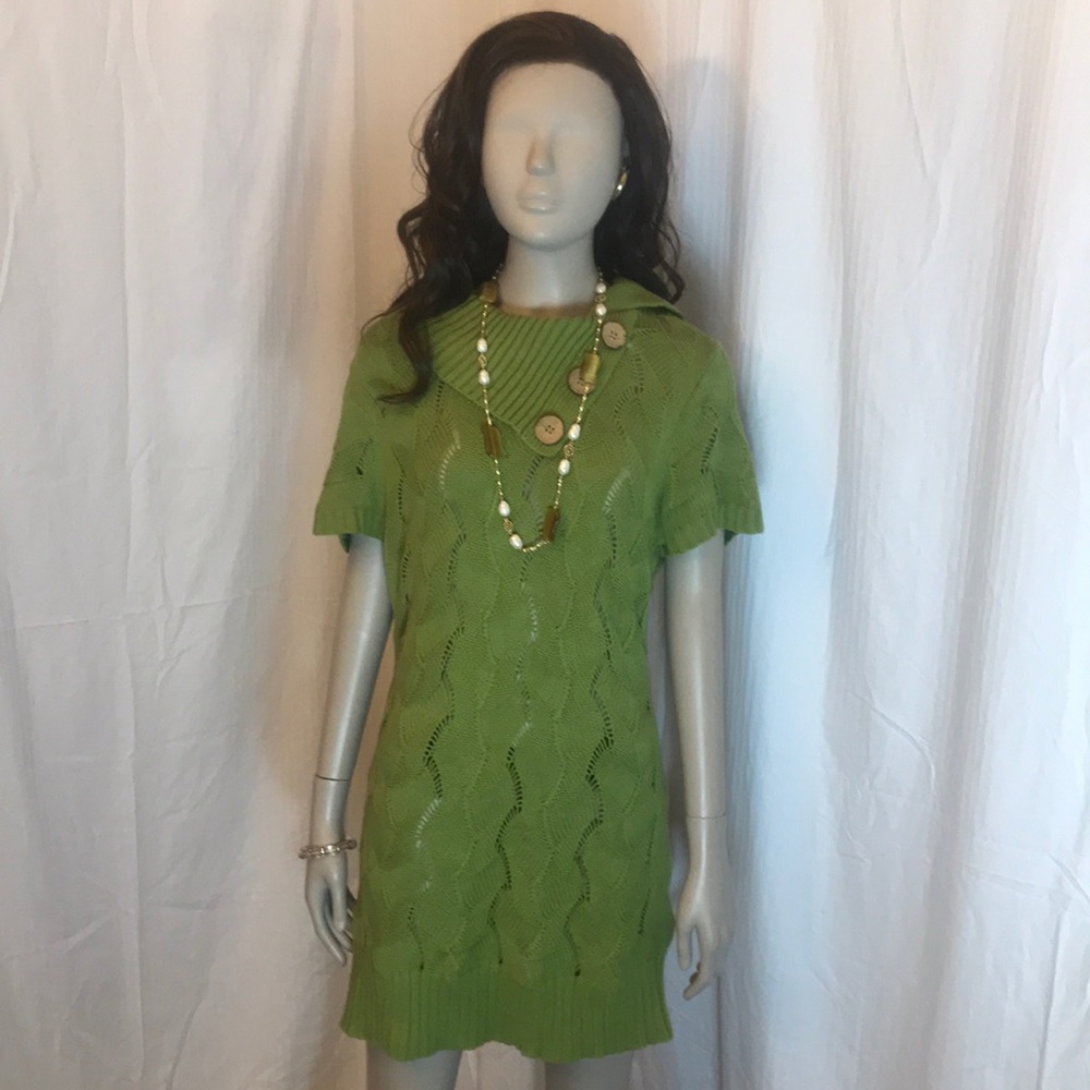 CATO OLIVE GREEN COW NECK SWEATER